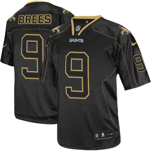 Men's Elite Drew Brees Nike Jersey Lights Out Black - #9 NFL New Orleans Saints